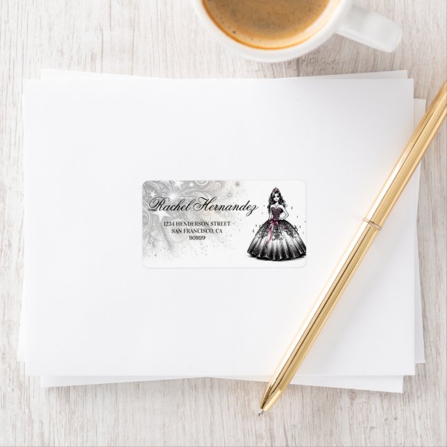 Purple & Black Quinceañera Girl Label (Insitu)