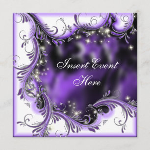 Purple black quinceanera "sweet 16" party invitation
