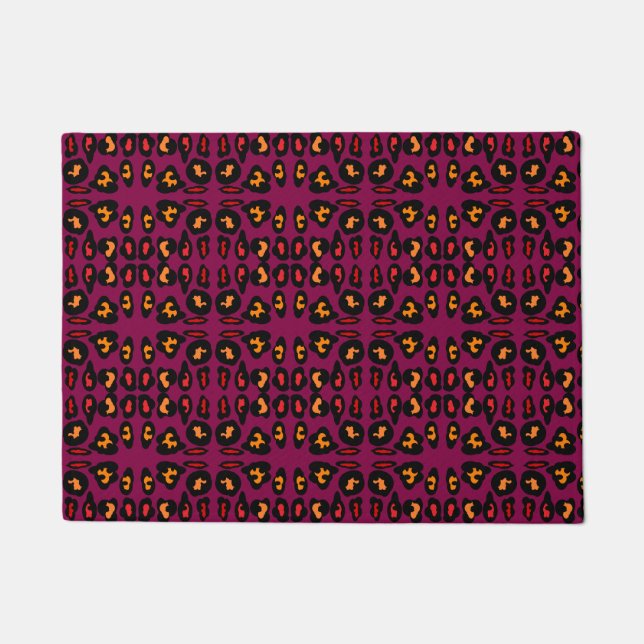 Purple black red mustard coloured design pattern doormat (Front)