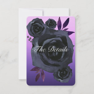 Purple Black Rose Goth Wedding Details  Invitation