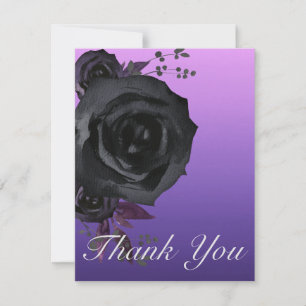 Purple Black Rose Goth Wedding Thank You Card