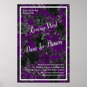 Purple & Black Rose Gothic Wedding Ceremony Sign