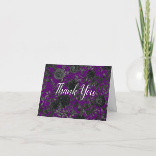 Purple & Black Rose Gothic Wedding Thank You Card