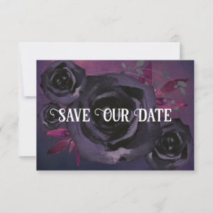 Purple Black Rose Photo Save Our Date Invitation