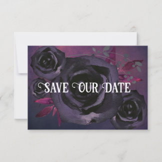 Purple Black Rose Photo Save Our Date Invitation