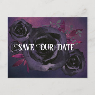 Purple Black Rose Photo Save Our Date Postcard