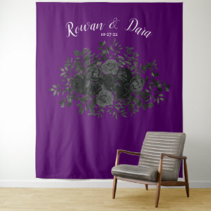 Purple Black Rose Wedding Gothic Photo Back Drop Tapestry