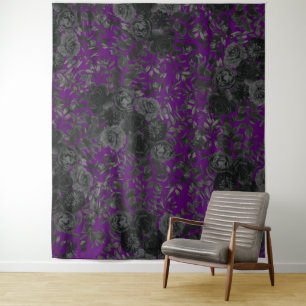 Purple Black Rose Wedding Photo Back Drop Elegant Tapestry