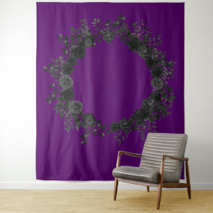 Purple Black Rose Wedding Photo Back Drop Elegant Tapestry