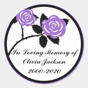 Purple black roses customisable sympathy stickers