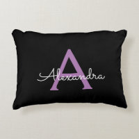 Purple Black Script Girly Monogram Name