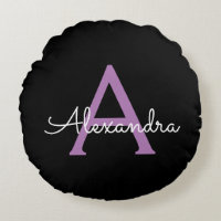 Purple Black Script Girly Monogram Name