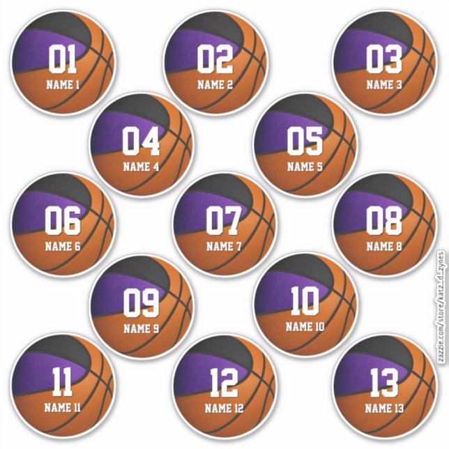 purple black set of 13 kids basketball (Front)
