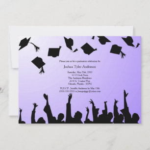 Purple Black Silhouette Graduation Party Invite