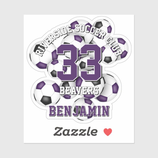 purple black soccer balls cluster team name (Sheet)