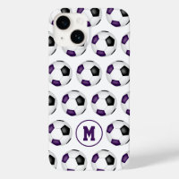 purple black soccer balls pattern monogrammed