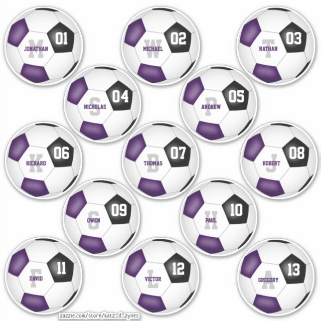 purple black soccer team colours 13 players (Front)
