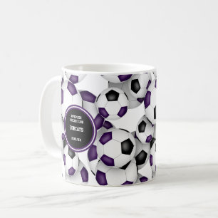 Purple black soccer team colours gift for coach coffee mug