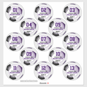 Purple black soccer team colours set of 13