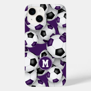 Purple black soccer team colours sports pattern Case-Mate iPhone 14 case
