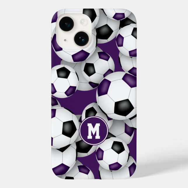 Purple black soccer team colours sports pattern Case-Mate iPhone case (Back)