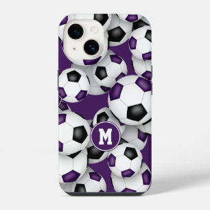 Purple black soccer team colours sports pattern iPhone 14 case