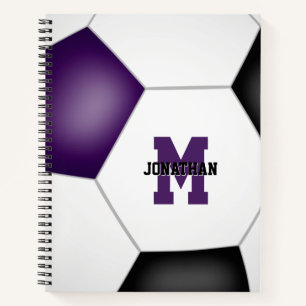 purple black soccer team colours w varsity letter notebook
