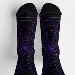 Purple black spider web Halloween pattern  Socks