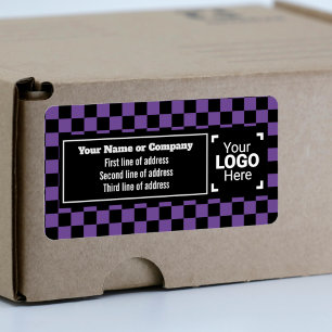 Purple & Black Squares - Checked Small Business Label