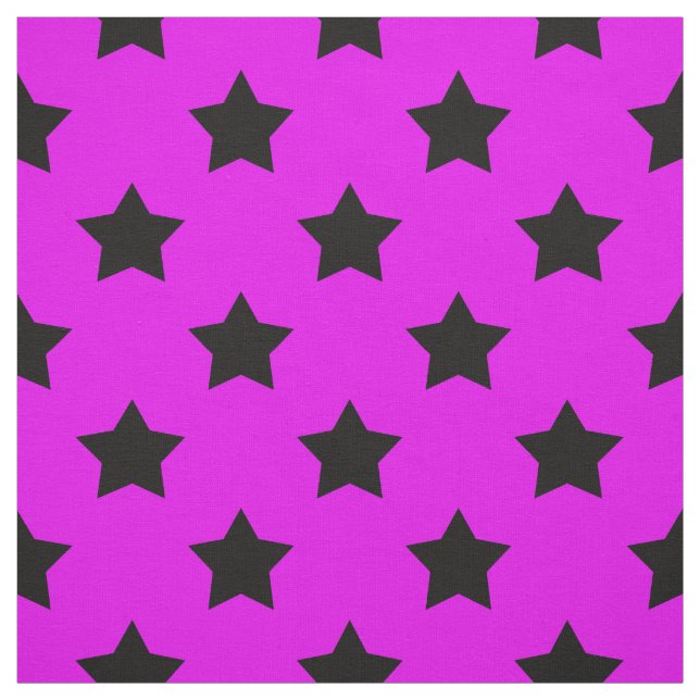Purple Black Stars Pattern Decorative Textile Fabric (Swatch)