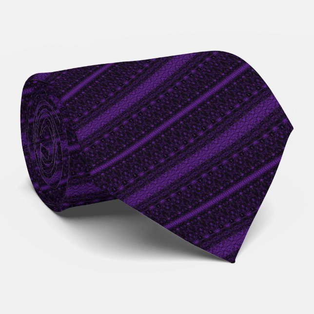 Purple & Black Striped Tie (Rolled)