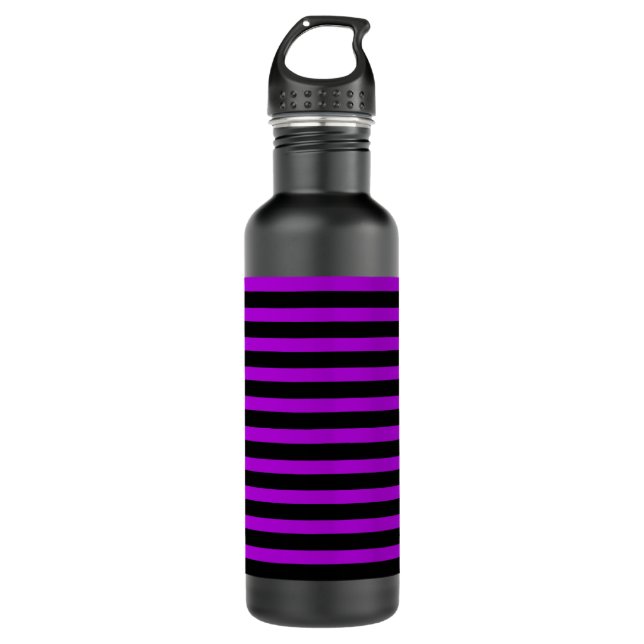 Purple & Black Stripes | 710 Ml Water Bottle (Front)