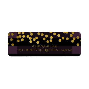 Purple & Black Stripes Gold Faux Foil Dots