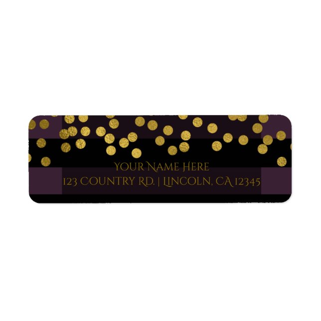 Purple & Black Stripes Gold Faux Foil Dots (Front)
