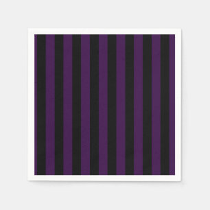 Purple & Black Stripes Halloween Party Napkin