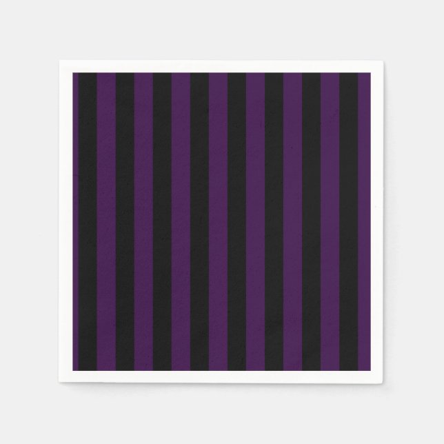 Purple & Black Stripes Halloween Party Napkin (Front)