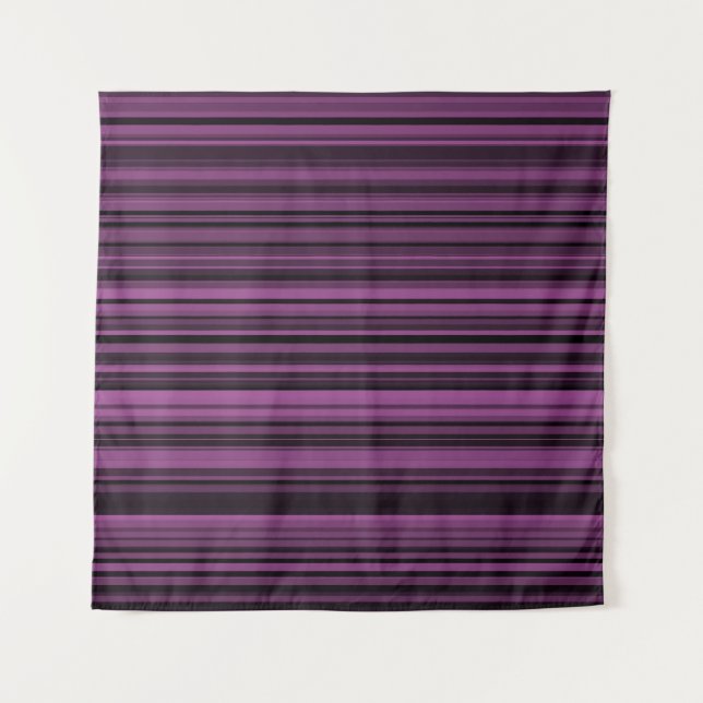 Purple Black Stripes Pattern Tapestry (Front)