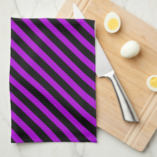 Purple & Black Stripes   Tea Towel