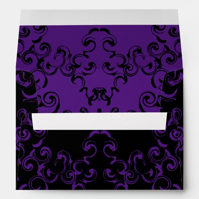 Purple & Black Swirl Gothic Wedding Envelope (Back (Bottom))