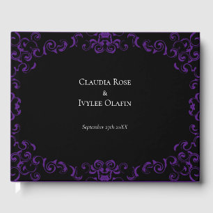 Purple & Black Swirl Gothic Wedding Guest Book