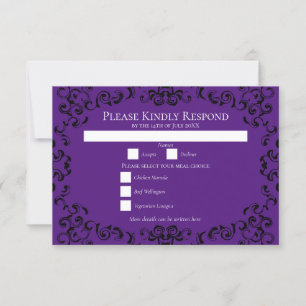 Purple & Black Swirl Gothic Wedding Invitation