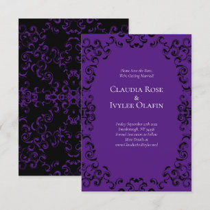 Purple & Black Swirl Gothic Wedding Invitation