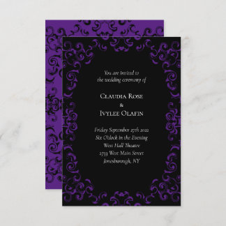 Purple & Black Swirl Gothic Wedding Invitation
