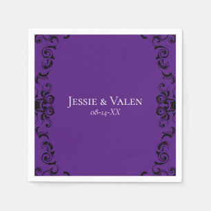 Purple & Black Swirl Gothic Wedding Napkin