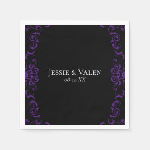 Purple & Black Swirl Gothic Wedding Napkin