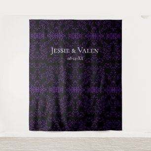 Purple & Black Swirl Gothic Wedding Tapestry