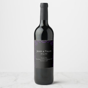 Purple & Black Swirl Gothic Wedding Wine Label