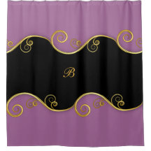 Purple-black Swirl w/out Monogram Shower Curtain