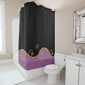 Purple-black Swirl w/out Monogram Shower Curtain