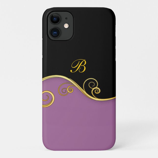 Purple-black Swirl with Initial Case-Mate iPhone Case (Back)